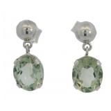 10kt Gold 5.98 ct Naural Green Quartz Earrings
