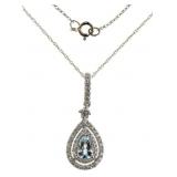 14kt Gold Natural Aquamarine & Diamond Necklace