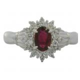 Platinum 3/4 ct Natural Ruby & Diamond Ring