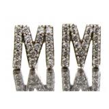 Brilliant White Sapphire 'M' Stud Earrings