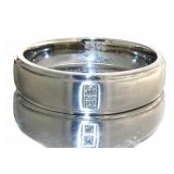 Men's Stainless Steel Diamond Wedding Band