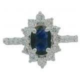 Natural 1.40 ct Sapphire & VS Lab Diamond Ring