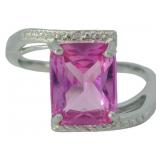 Radiant Cut 4.75 ct Pink Sapphire & Diamond Ring