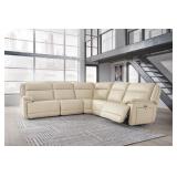 Double Deal 5-Piece PWR REC Leather Sectional