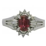 Platinum 4/5 ct Natural Ruby & Diamond Ring