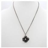 Chanel Black Resin Camelia Necklace