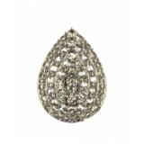 10kt Gold Pear Cut Pave' White Topaz Pendant