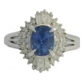 Platinum 1.67ct Natural Sapphire & Diamond Ring