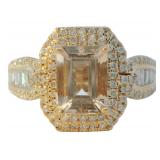 14kt Gold 2.10 ct Natural Morganite & Diamond Ring