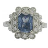 Emerald Cut 1.75 ct Tanzanite & Diamond Ring