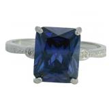 Emerald Cut 3.56 ct Tanzanite & Diamond Ring