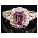 14kt Gold 2.47 ct Pink Tourmaline & Diamond Ring