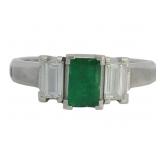 Platinum .98 ct Natural Emerald & VS Diamond Ring