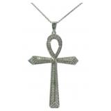 Natural 1/2 ct Large Diamond 'Ankh' Cross Neckalce