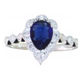 Pear Cut 1.25 ct Sapphire & Diamond Ring