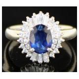Platinum 1.66 ct Natural Sapphire & Diamond Ring