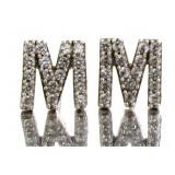 Brilliant White Sapphire 'M' Stud Earrings