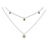 Two Tone Natural Diamond Heart Necklace