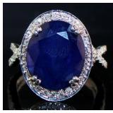 14kt Gold 8.70 ct GIA Sapphire & Diamond Ring