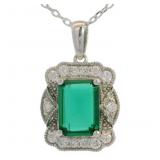 Antique Style 1.50 ct Emerald & Diamond Necklace