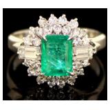 Platinum 2.35 ct Natural Emerald & VS Diamond Ring