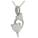 Beautiful Double Heart Opal Necklace