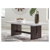 ASHLEY BURKHAUS 52' MARBLE TOP COFFEE TABLE