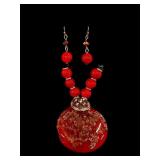 Red Necklace & Earrings