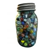 Blue Ball Quart Jar Marbles