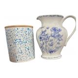 Blue & White Pitcher & Splatter Jar