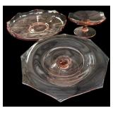 7 pc ALL GOOD PINK GLASSES, Donut Plate, Bowls