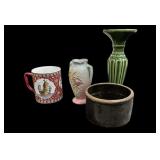 Hull Vase (Chipped) , Crock, Candle Holder, Cup &