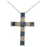 14kt Gold 2.84 ct Natural Sapphire-Diamond Pendant