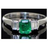 Platinum .73 ct Natural Emerald & VS Diamond Ring