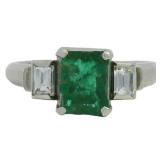 Platinum 1.14 ct Natural Emerald & VS Diamond Ring