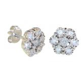 Antique Style Natural Diamond Cluster Earrings