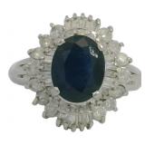 Platinum 3.00 ct Natural Sapphire & Diamond Ring