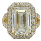 14kt Gold 9.16 ct Emerald Cut VS Lab Diamond Ring