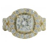 14kt Gold 3.42 ct Cushion Cut VS Lab Diamond Ring
