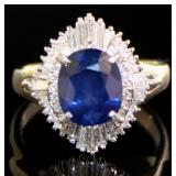 Platinum 3.63 ct Natural Sapphire & Diamond Ring