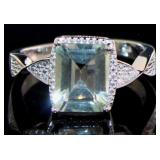 Emerald Cut 2.55 ct Green Amethyst & Diamond Ring