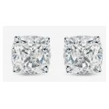 14kt Gold 5.00 ct VS Cushion Lab Diamond Earrings