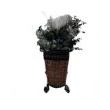 Metal & Rattan Planter wï¿½ Faux Plant