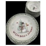 Service for 8 WE CAN BUILD A Snowman DISH SET