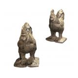 Pair Cast Iron Roosters