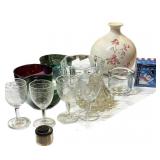4 Stemware Glasses, Vase, Candle Holders & More