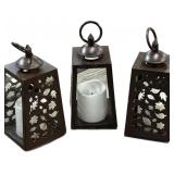 (3) pc Metal Lanterns wï¿½ Non Flammable Candles
