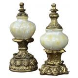 Pair Alabaster &!Brass LOOK ONLY Decor