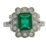 Emerald Cut 1.75 ct Emerald & Diamond Ring