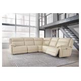 Double Deal 5-Piece PWR REC Leather Sectional